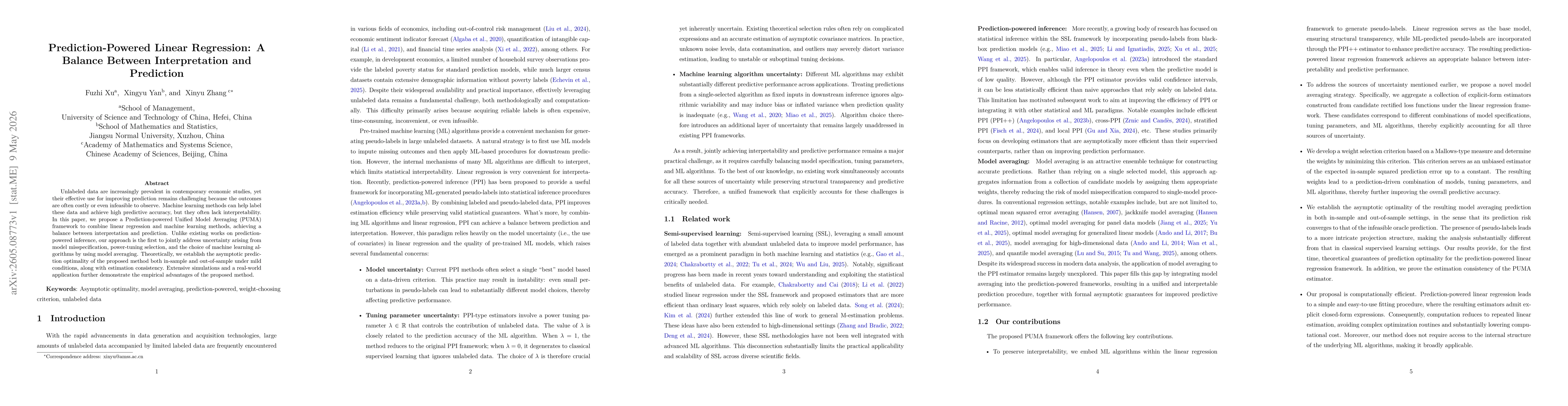 Thumbnail for Prediction-Powered Linear Regression: A Balance Between Interpretation and Prediction