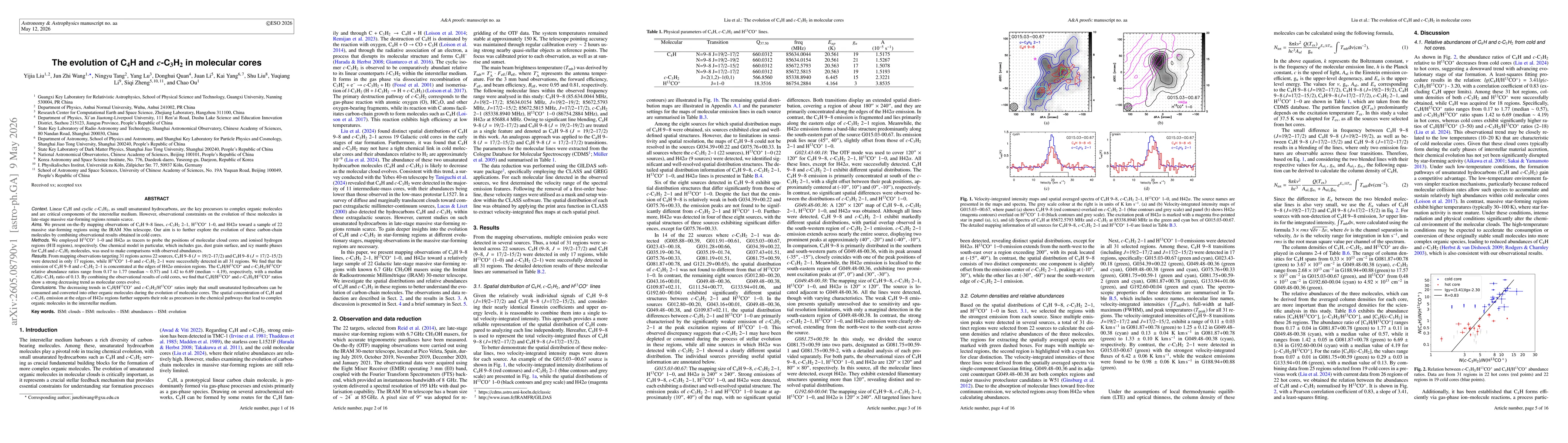 Thumbnail for The evolution of C4H and c-C3H2 in molecular cores