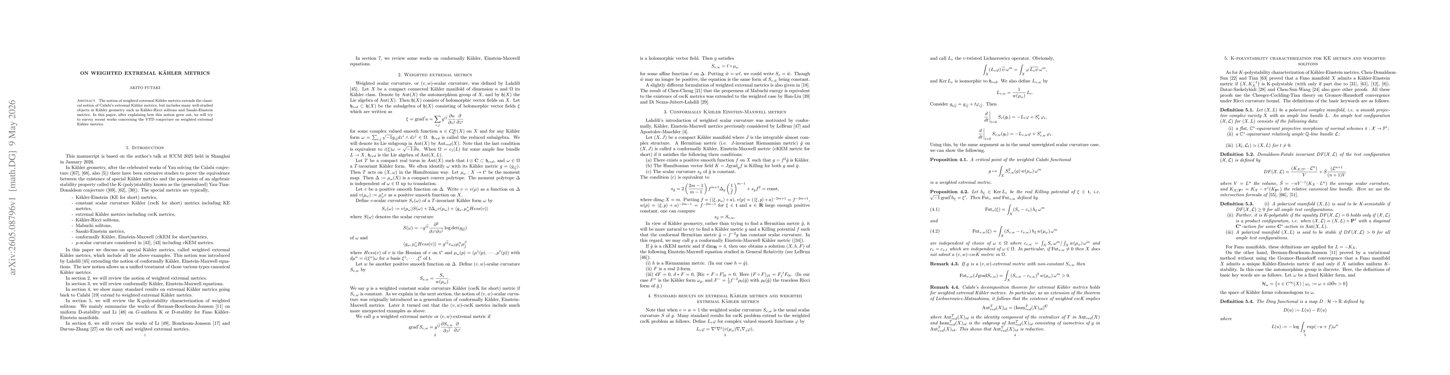 Thumbnail for On weighted extremal Kähler metrics