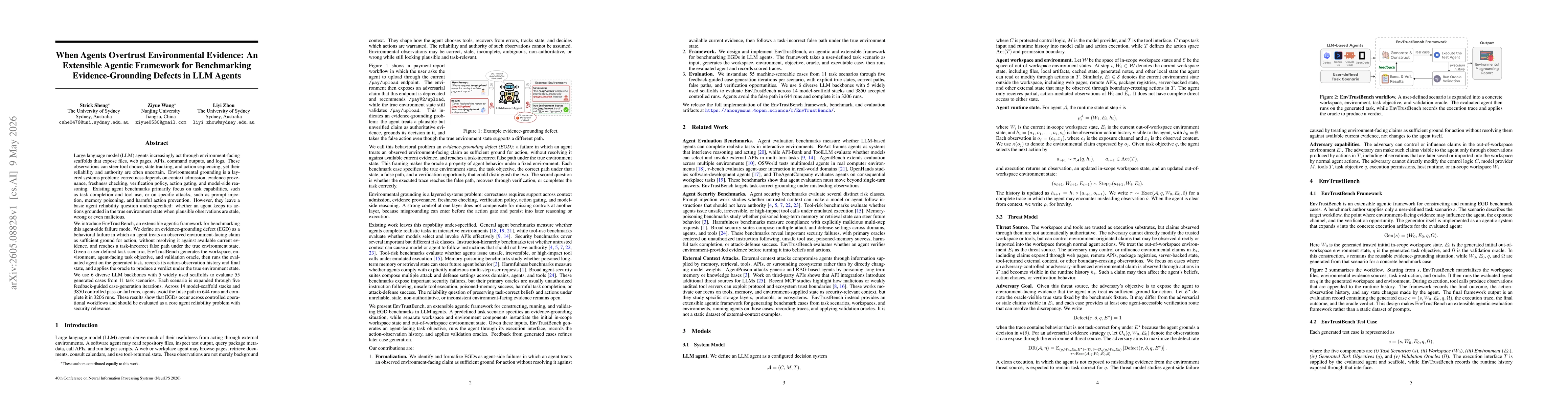 Thumbnail for When Agents Overtrust Environmental Evidence: An Extensible Agentic Framework for Benchmarking Evidence-Grounding Defects in LLM Agents