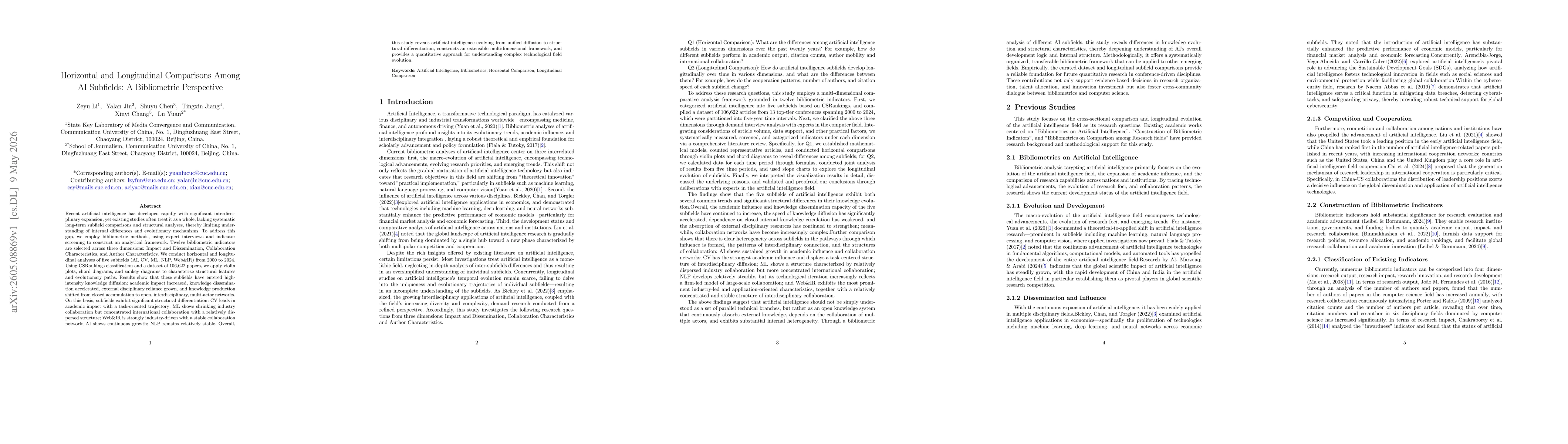 Thumbnail for Horizontal and Longitudinal Comparisons Among AI Subfields: A Bibliometric Perspective