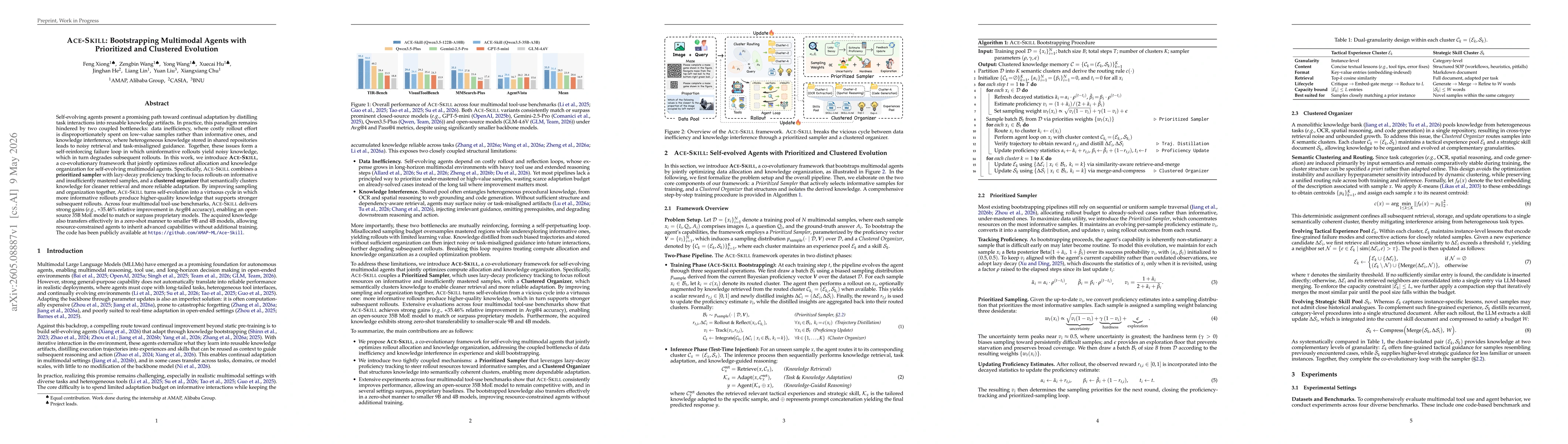 Thumbnail for Ace-Skill: Bootstrapping Multimodal Agents with Prioritized and Clustered Evolution