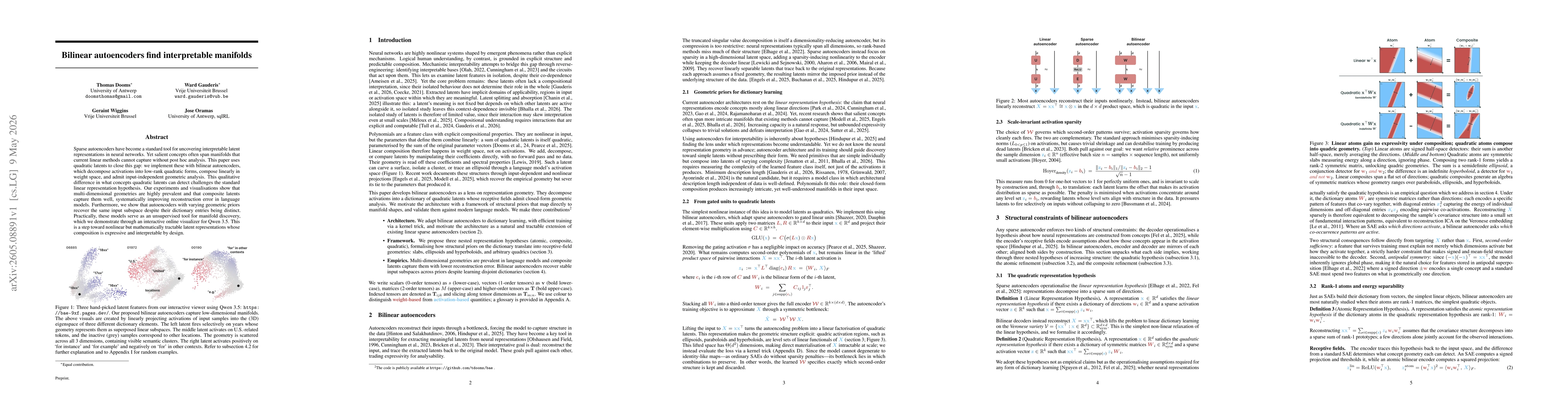 Thumbnail for Bilinear autoencoders find interpretable manifolds