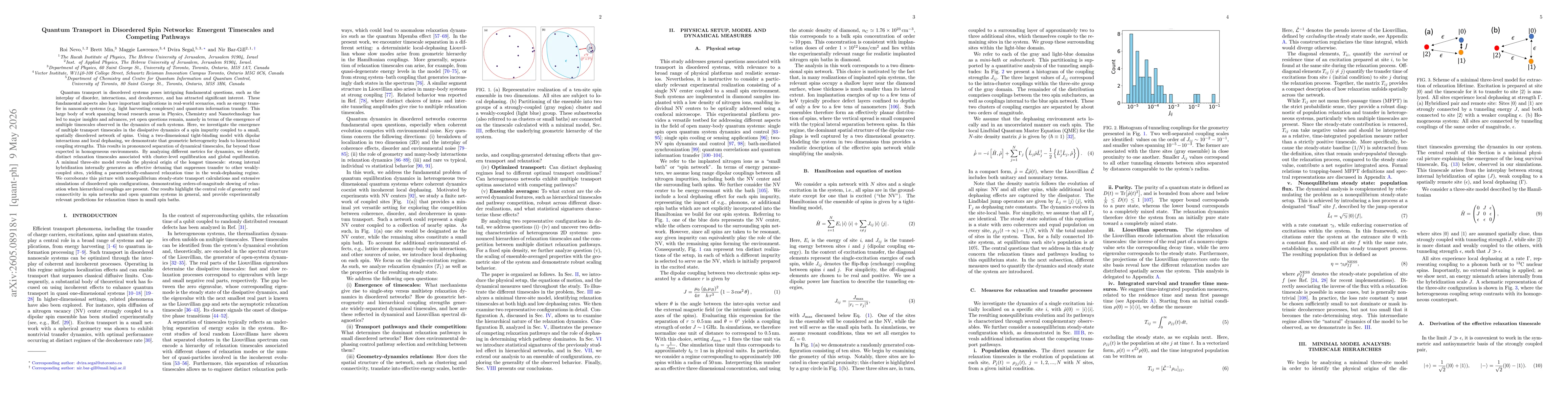 Thumbnail for Quantum Transport in Disordered Spin Networks: Emergent Timescales and Competing Pathways