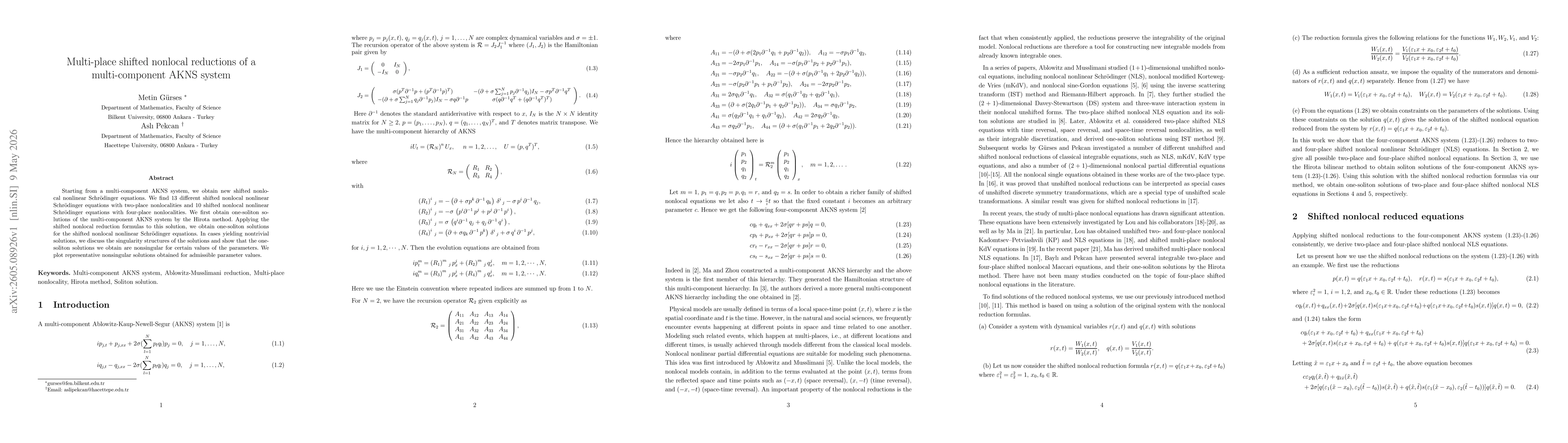 Thumbnail for Multi-place shifted nonlocal reductions of a multi-component AKNS system