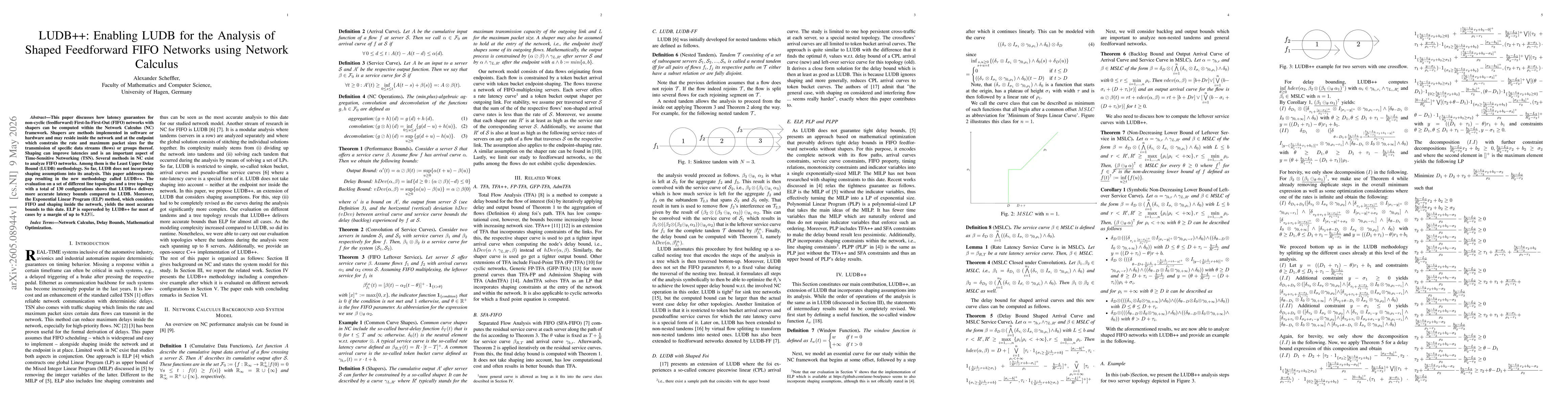 Thumbnail for LUDB++: Enabling LUDB for the Analysis of Shaped Feedforward FIFO Networks using Network Calculus