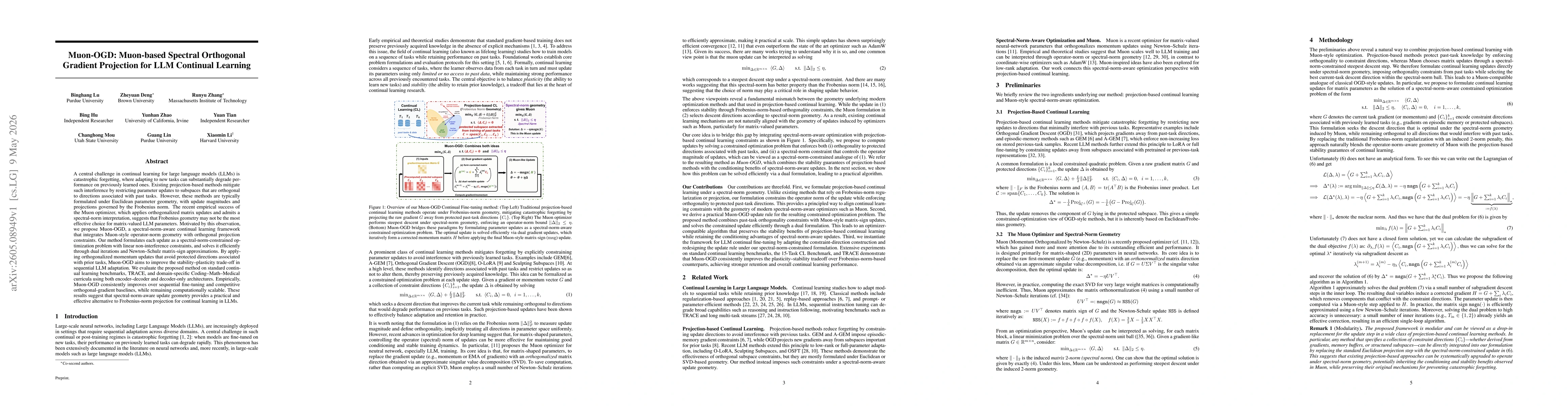 Thumbnail for Muon-OGD: Muon-based Spectral Orthogonal Gradient Projection for LLM Continual Learning