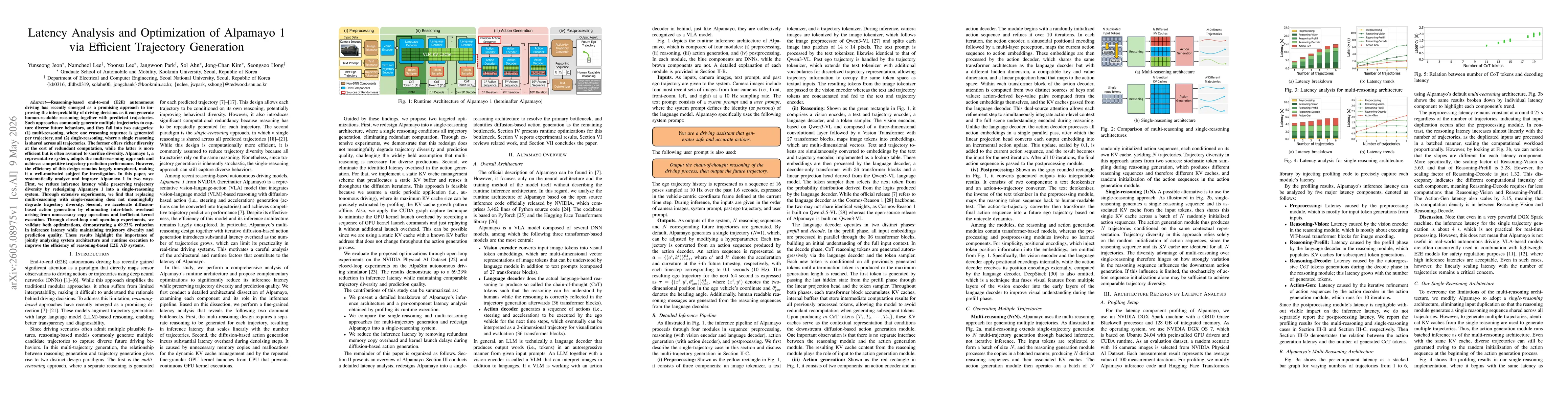 Thumbnail for Latency Analysis and Optimization of Alpamayo 1 via Efficient Trajectory Generation