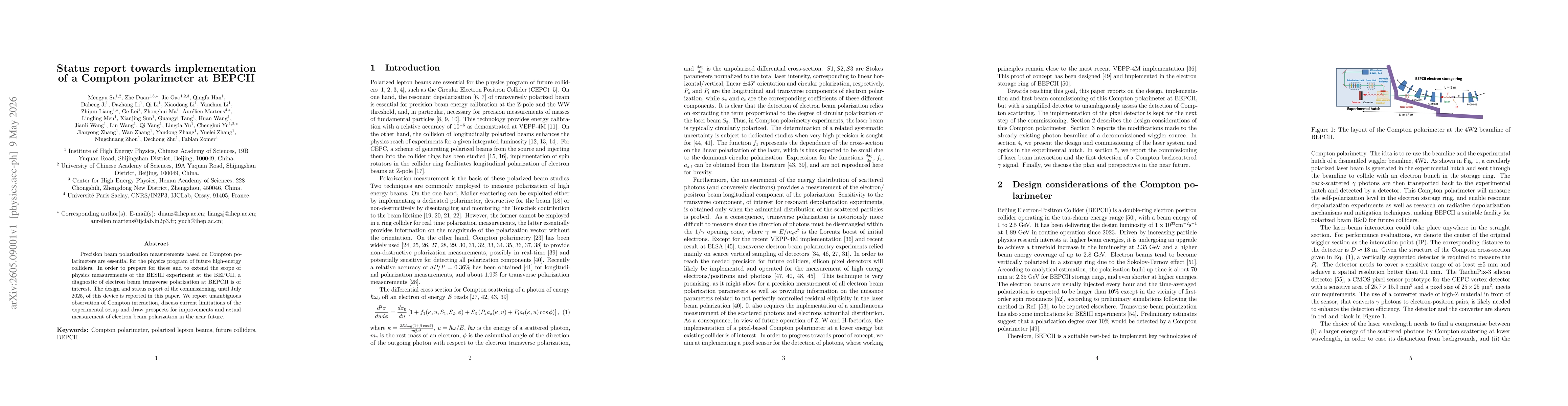Thumbnail for Status report towards implementation of a Compton polarimeter at BEPCII