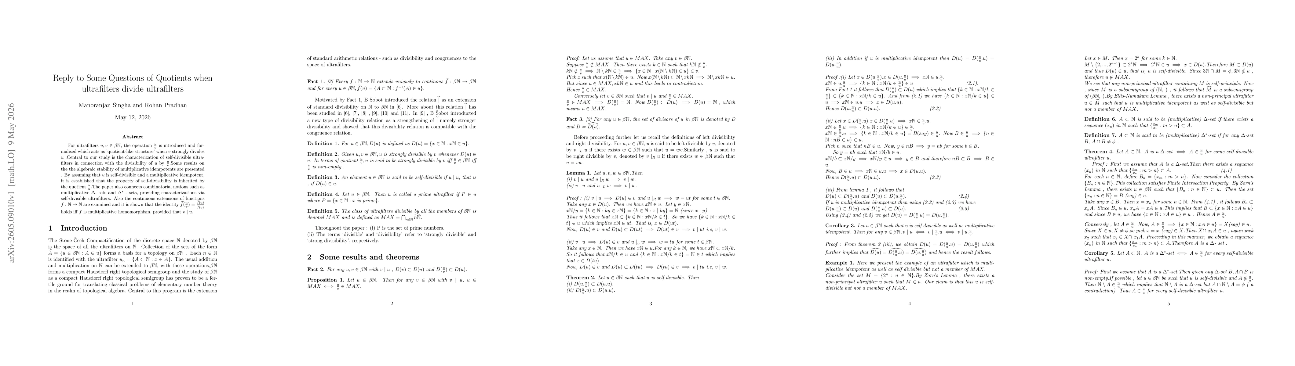 Thumbnail for Reply to Some Questions of Quotients when ultrafilters divide ultrafilters