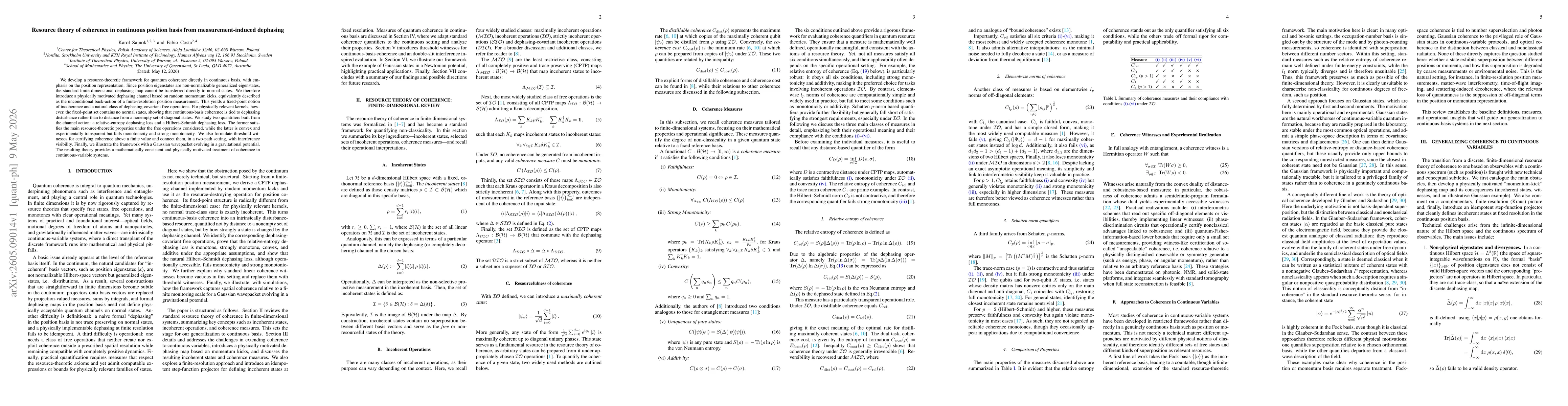 Thumbnail for Resource theory of coherence in continuous position basis from measurement-induced dephasing