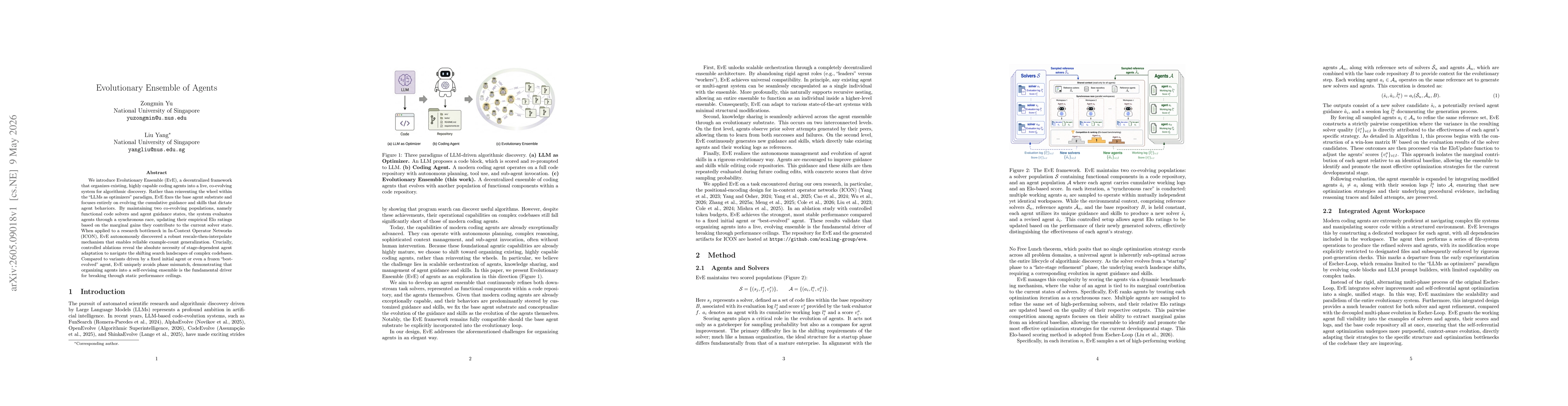 Thumbnail for Evolutionary Ensemble of Agents