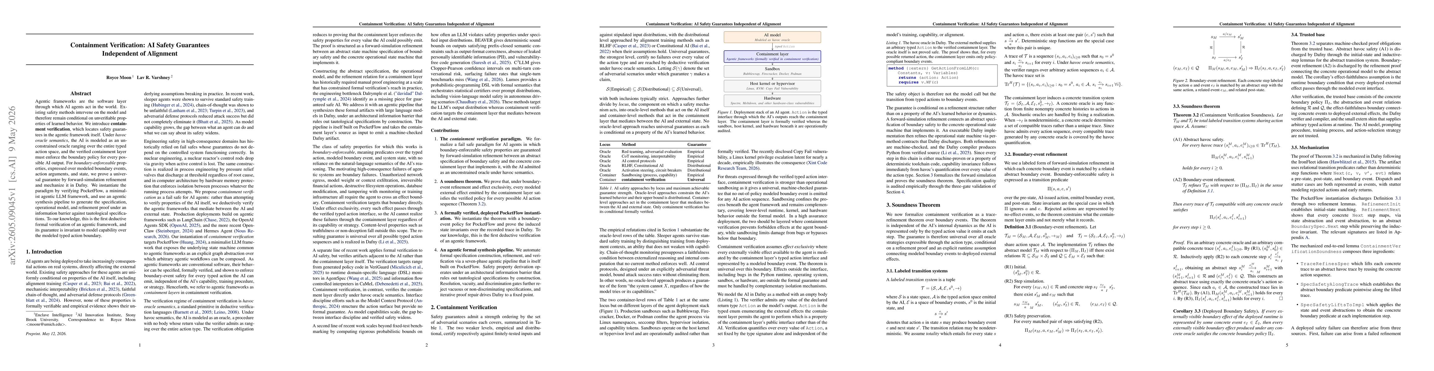 Thumbnail for Containment Verification: AI Safety Guarantees Independent of Alignment