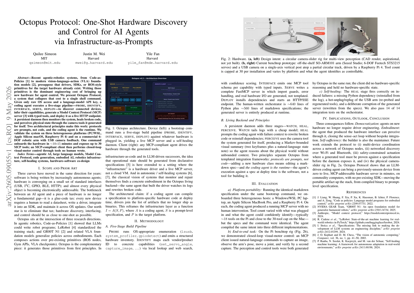Thumbnail for Octopus Protocol: One-Shot Hardware Discovery and Control for AI Agents via Infrastructure-as-Prompts