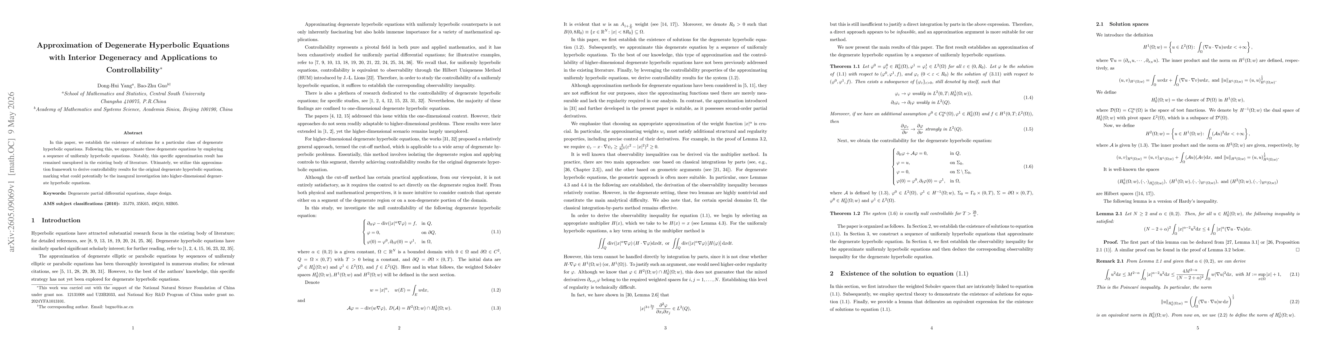 Thumbnail for Approximation of Degenerate Hyperbolic Equations with Interior Degeneracy and Applications to Controllability