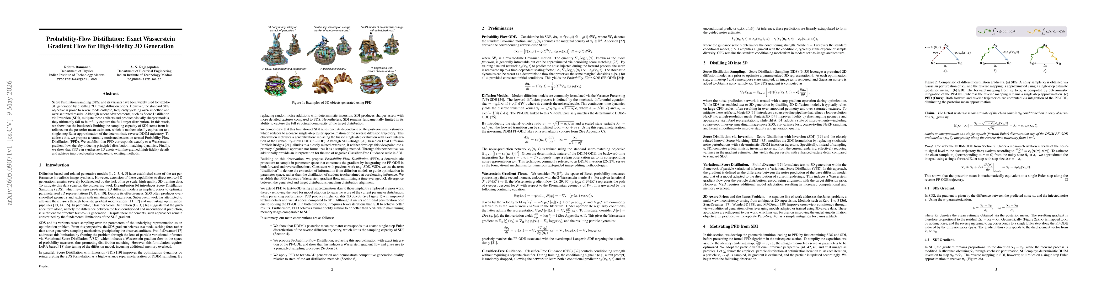 Thumbnail for Probability-Flow Distillation: Exact Wasserstein Gradient Flow for High-Fidelity 3D Generation