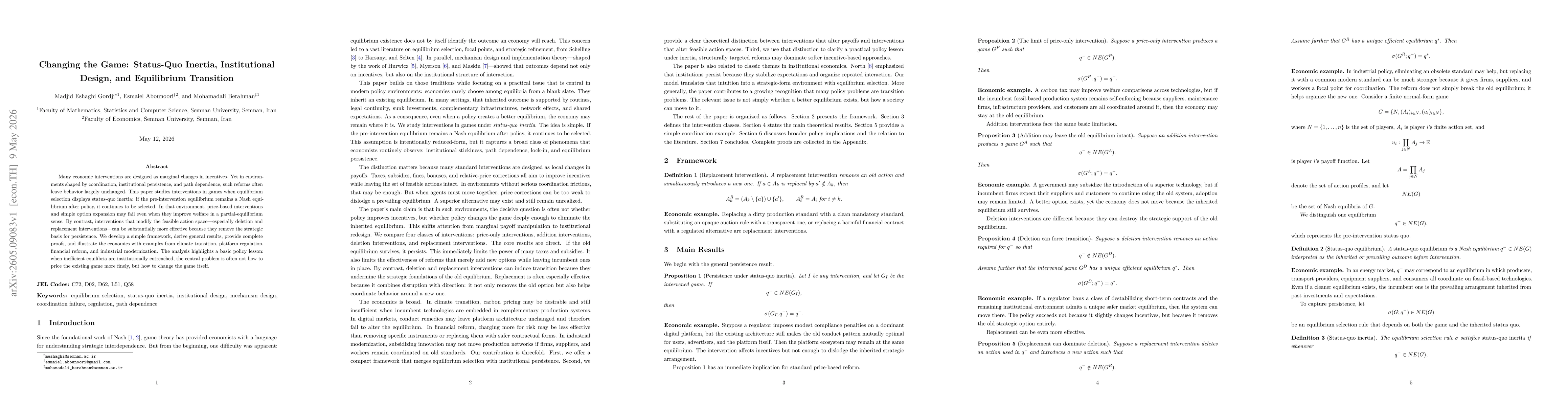 Thumbnail for Changing the Game: Status-Quo Inertia, Institutional Design, and Equilibrium Transition