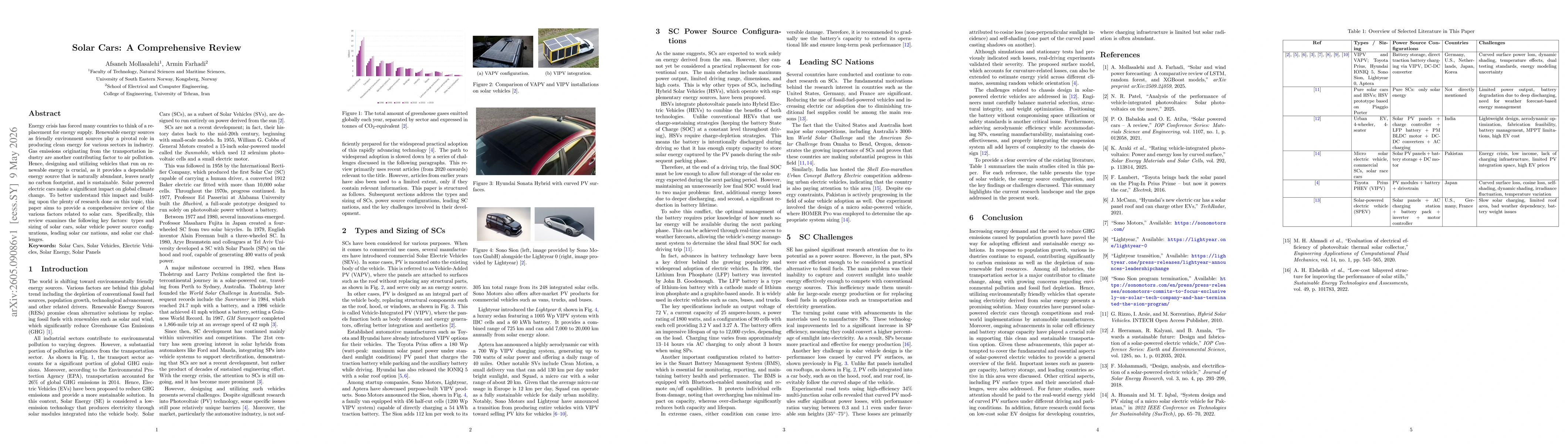 Thumbnail for Solar Cars: A Comprehensive Review