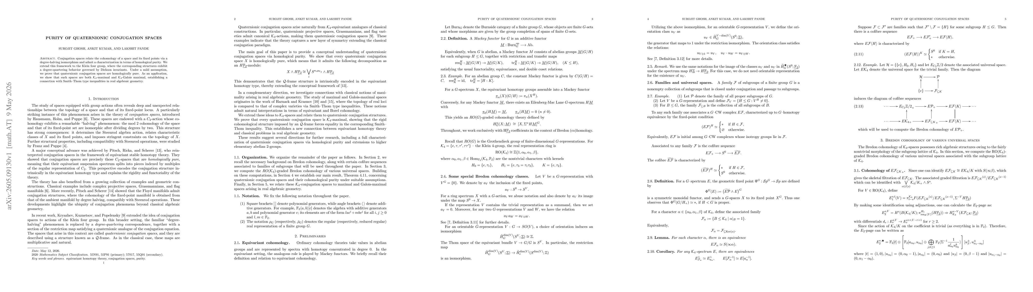 Thumbnail for Purity of quaternionic conjugation spaces