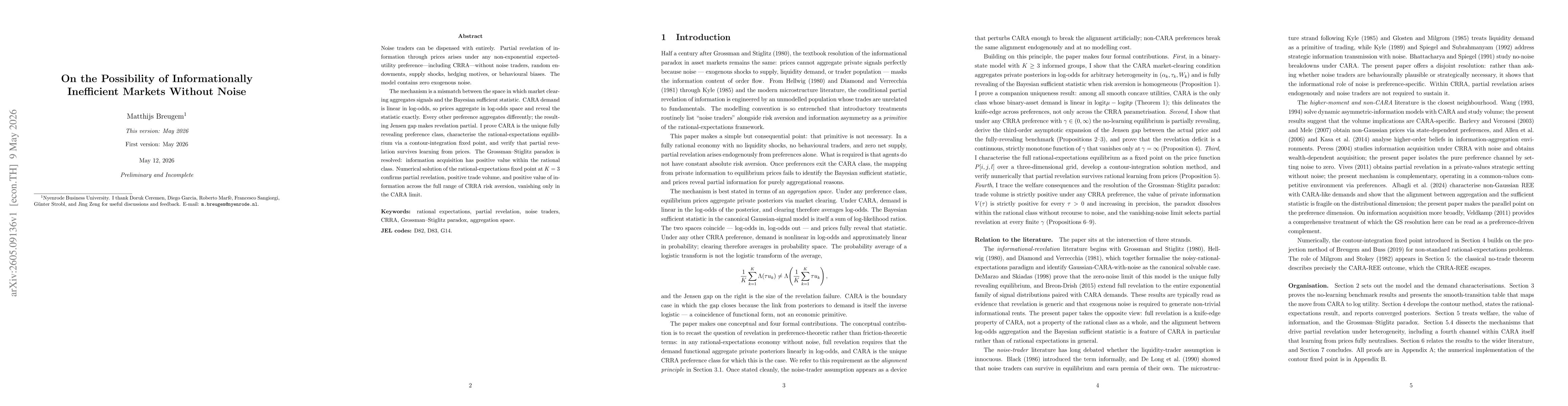 Thumbnail for On the Possibility of Informationally Inefficient Markets Without Noise