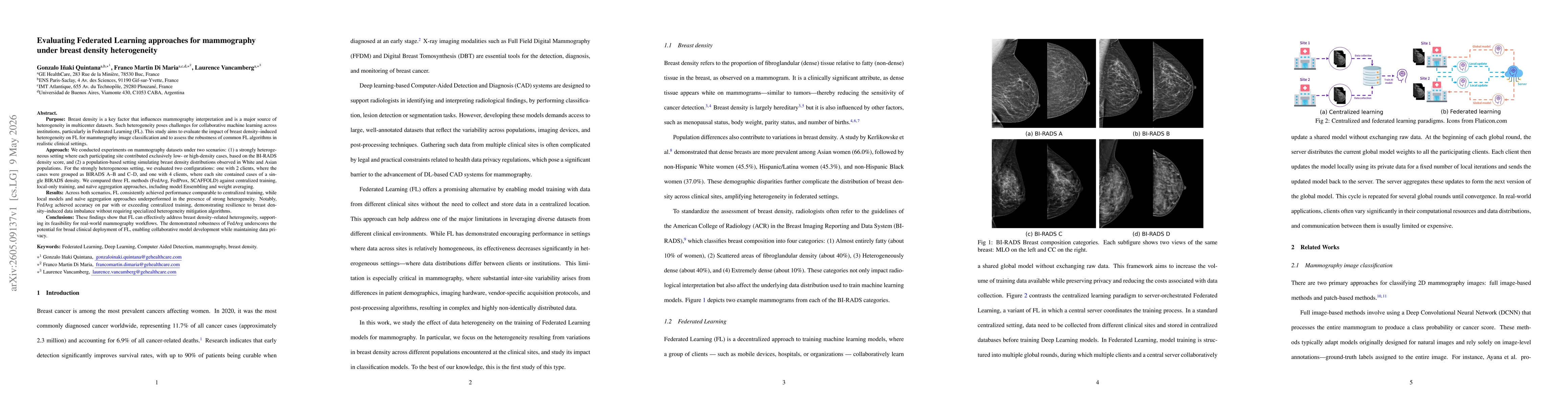 Thumbnail for Evaluating Federated Learning approaches for mammography under breast density heterogeneity