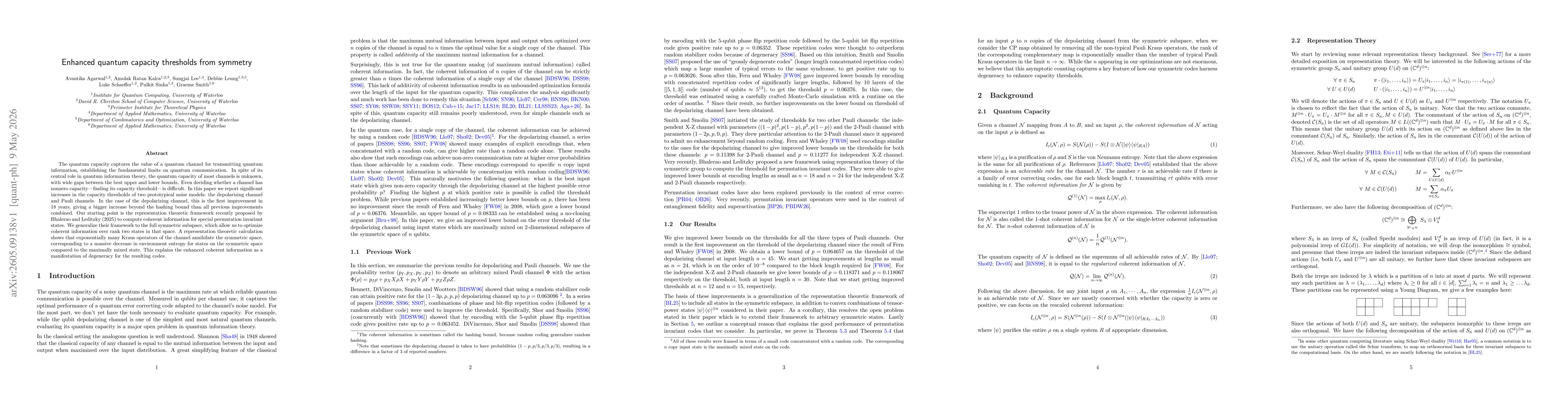 Thumbnail for Enhanced quantum capacity thresholds from symmetry