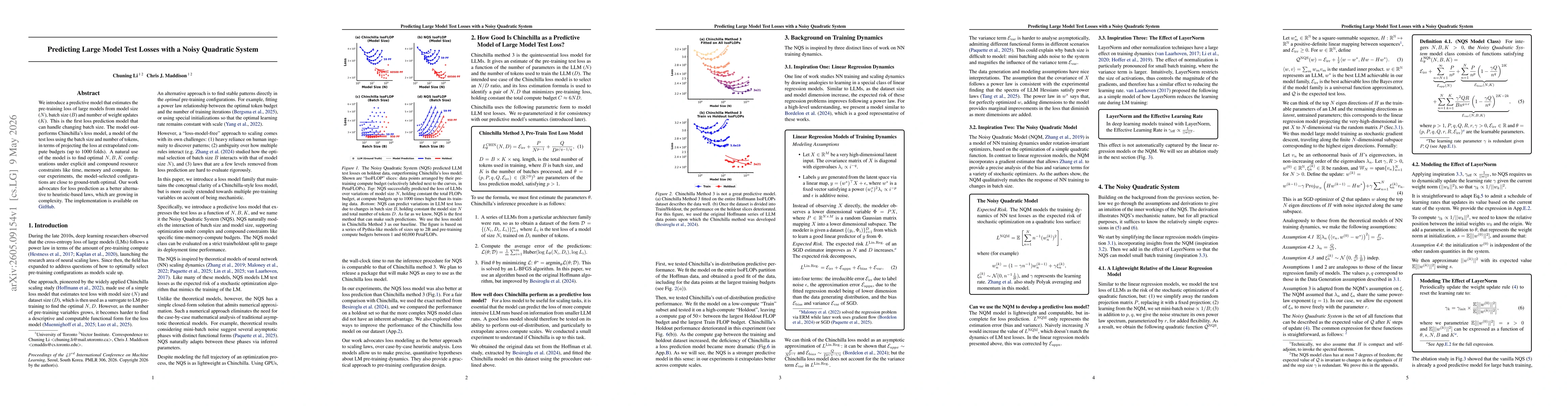 Thumbnail for Predicting Large Model Test Losses with a Noisy Quadratic System