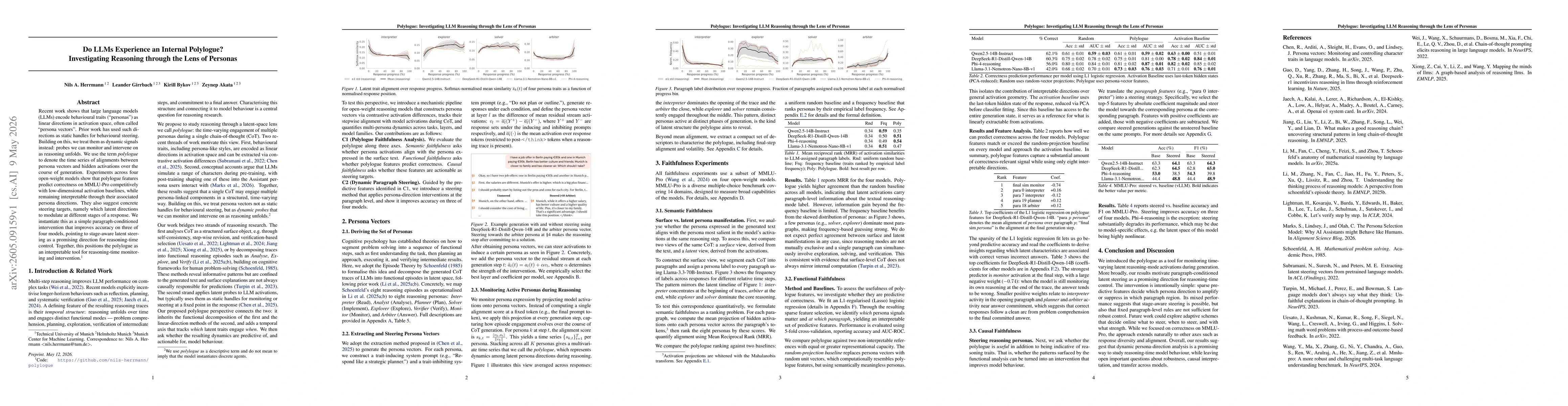 Thumbnail for Do LLMs Experience an Internal Polylogue? Investigating Reasoning through the Lens of Personas