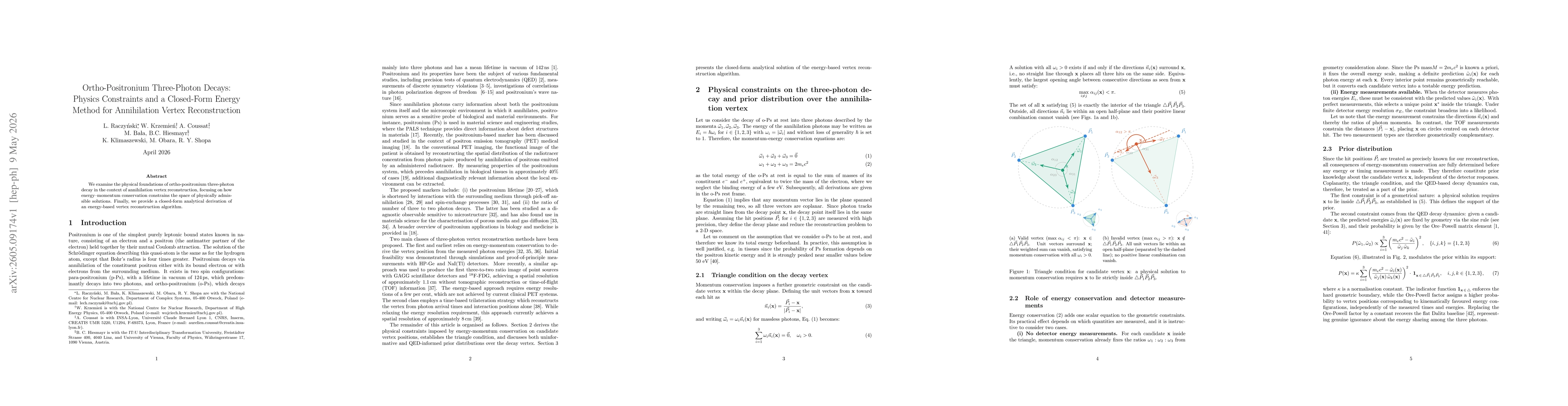 Thumbnail for Ortho-Positronium Three-Photon Decays: Physics Constraints and a Closed-Form Energy Method for Annihilation Vertex Reconstruction