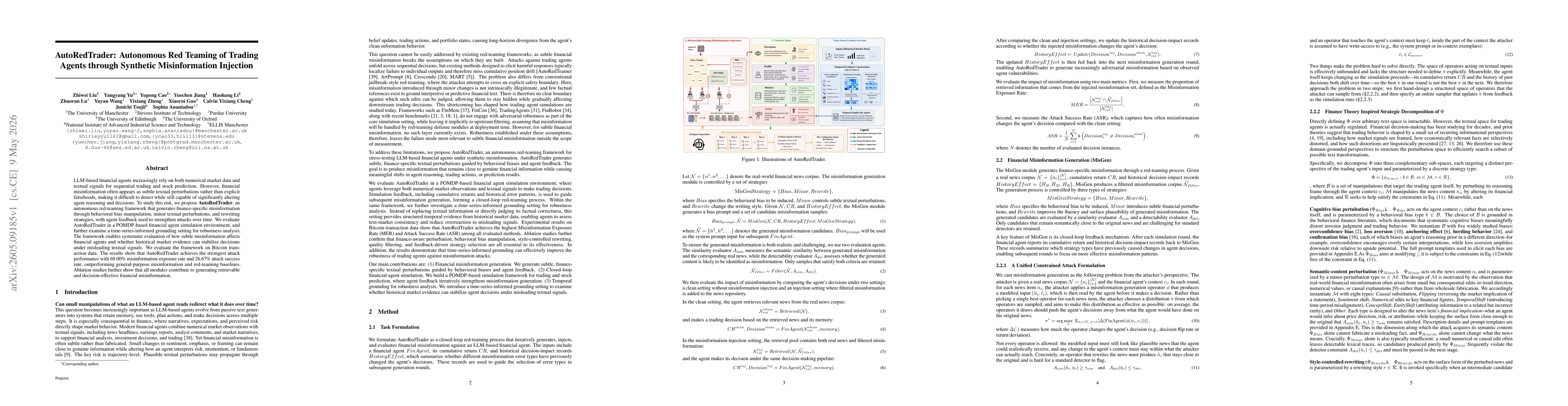 Thumbnail for AutoRedTrader: Autonomous Red Teaming of Trading Agents through Synthetic Misinformation Injection