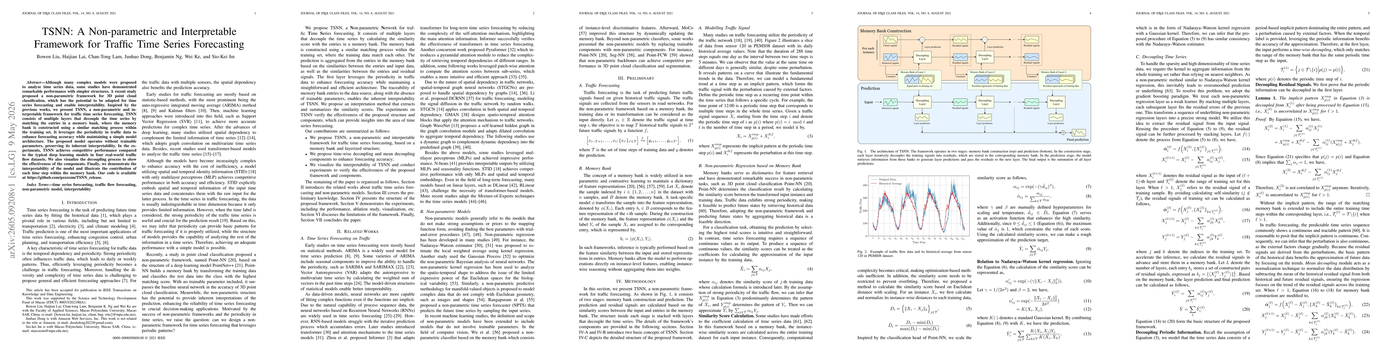 Thumbnail for TSNN: A Non-parametric and Interpretable Framework for Traffic Time Series Forecasting