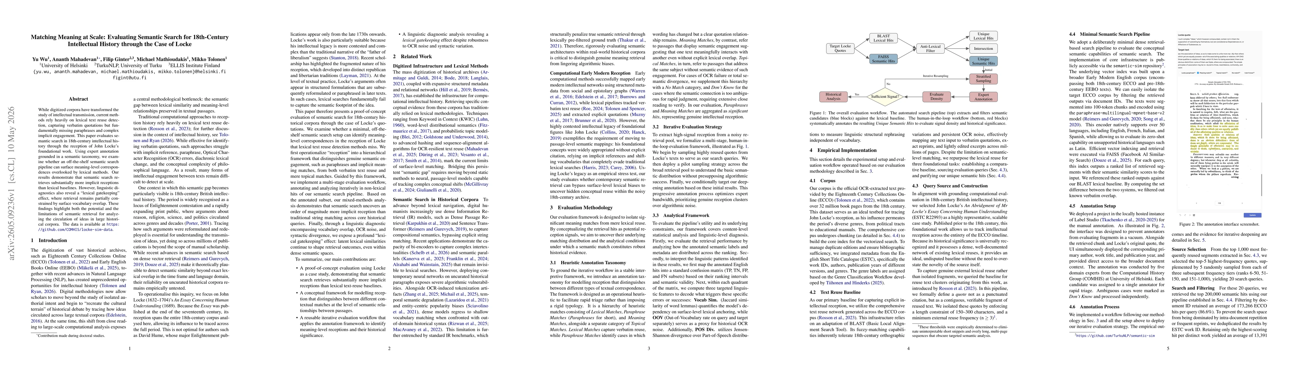 Thumbnail for Matching Meaning at Scale: Evaluating Semantic Search for 18th-Century Intellectual History through the Case of Locke