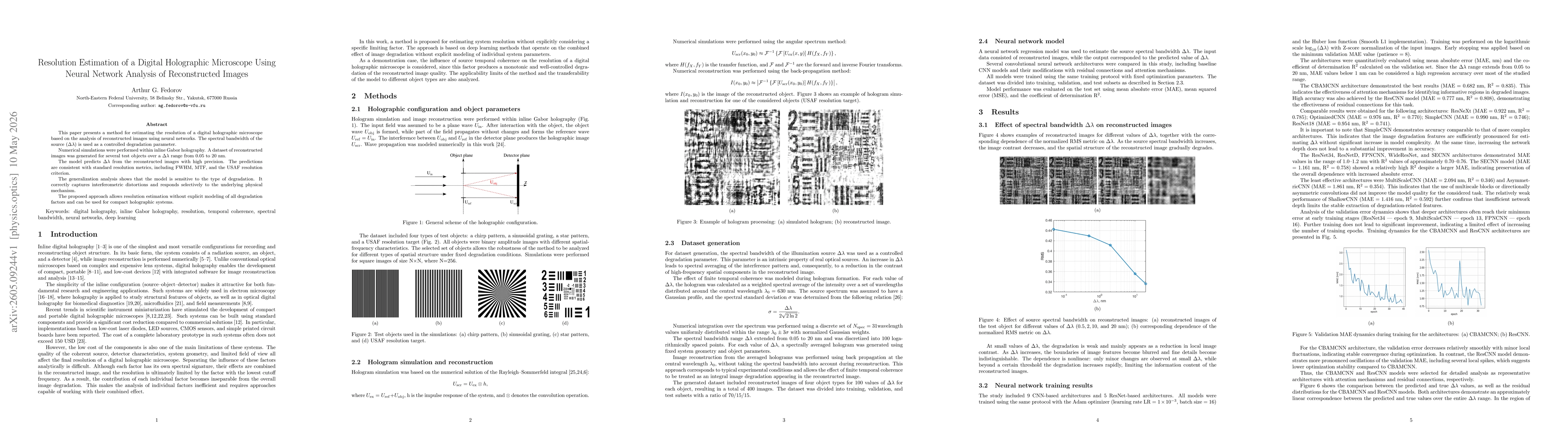 Thumbnail for Resolution Estimation of a Digital Holographic Microscope Using Neural Network Analysis of Reconstructed Images