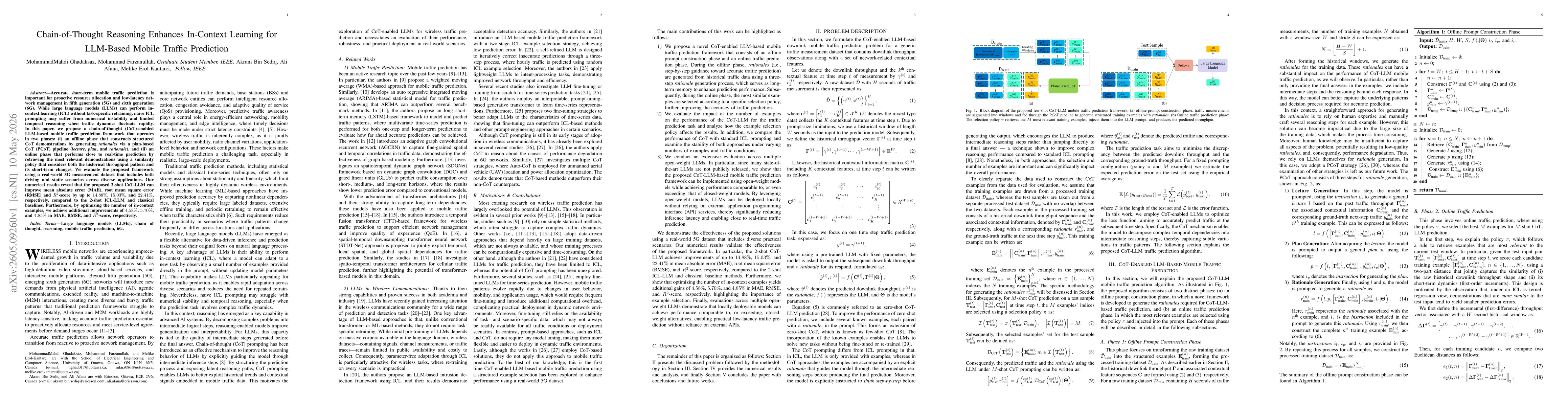 Thumbnail for Chain-of-Thought Reasoning Enhances In-Context Learning for LLM-Based Mobile Traffic Prediction