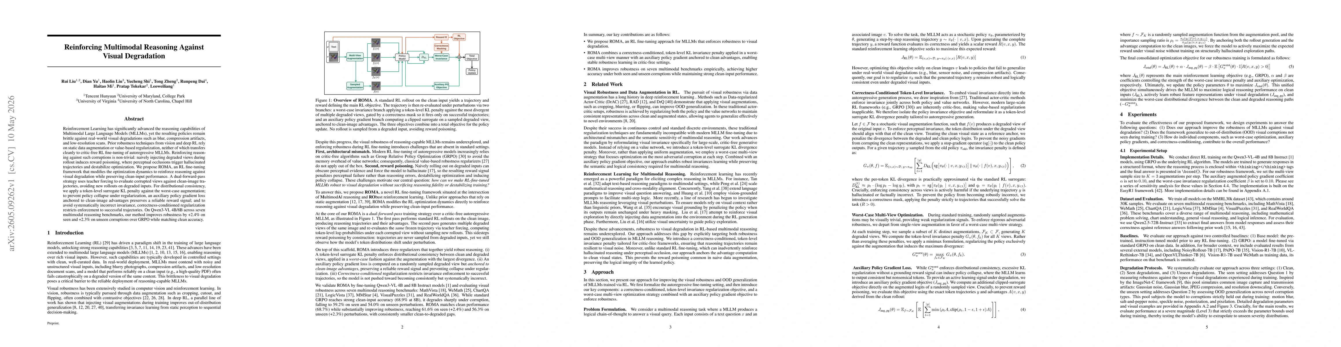 Thumbnail for Reinforcing Multimodal Reasoning Against Visual Degradation