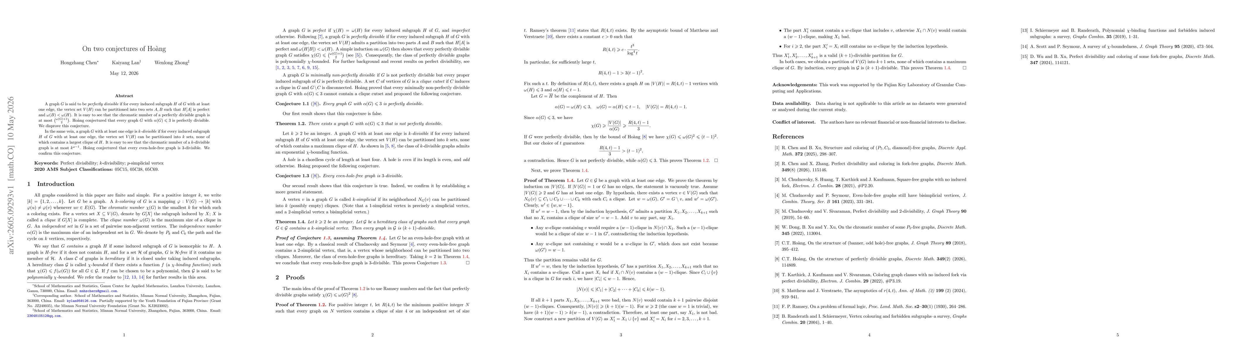 Thumbnail for On two conjectures of Hoàng