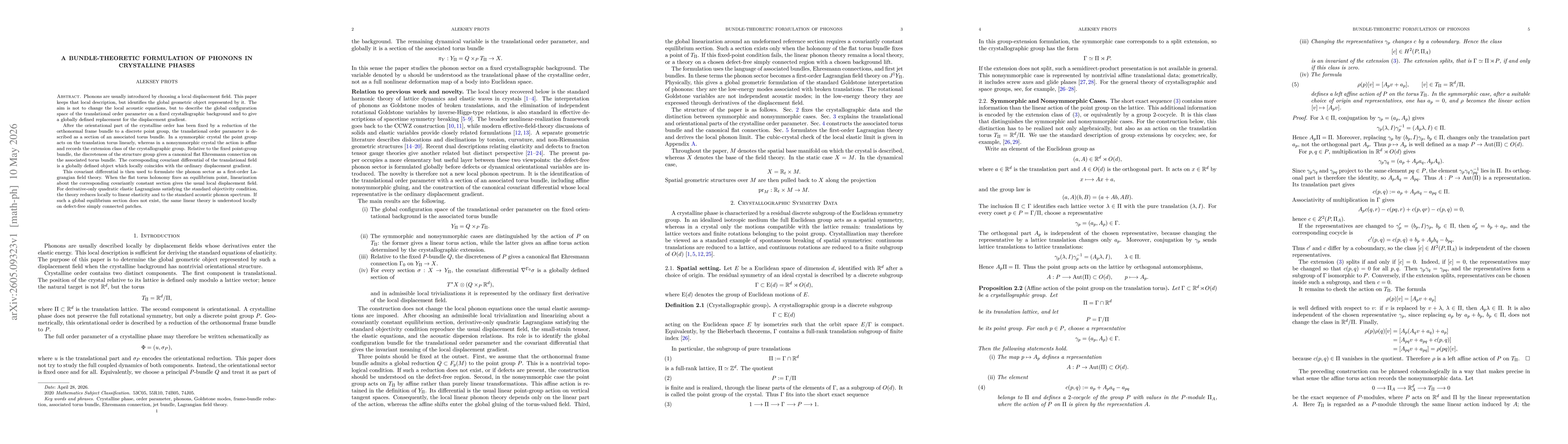 Thumbnail for A Bundle-Theoretic Formulation of Phonons in Crystalline Phases