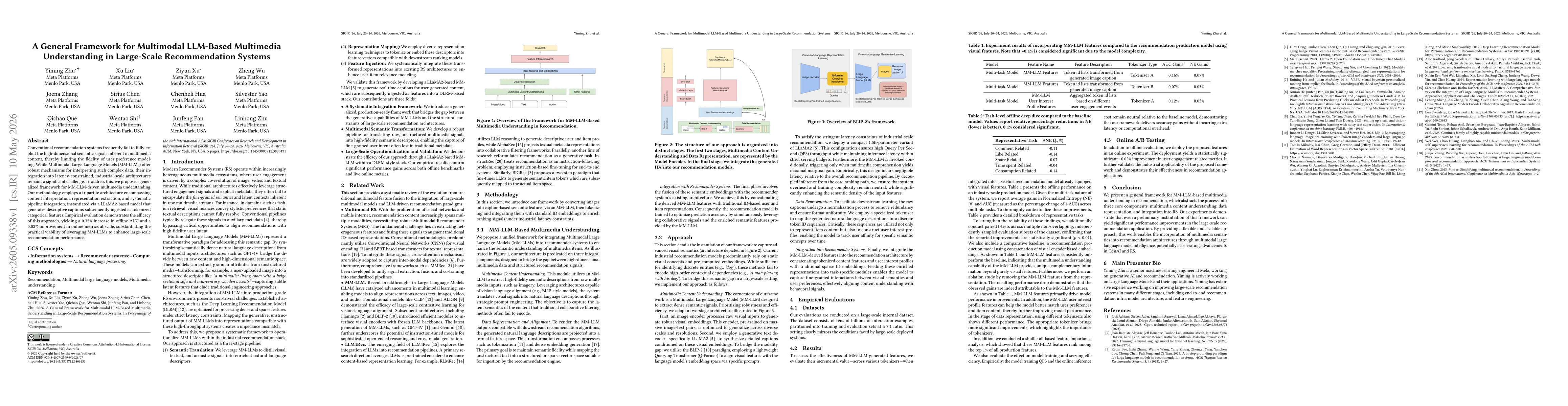 Thumbnail for A General Framework for Multimodal LLM-Based Multimedia Understanding in Large-Scale Recommendation Systems