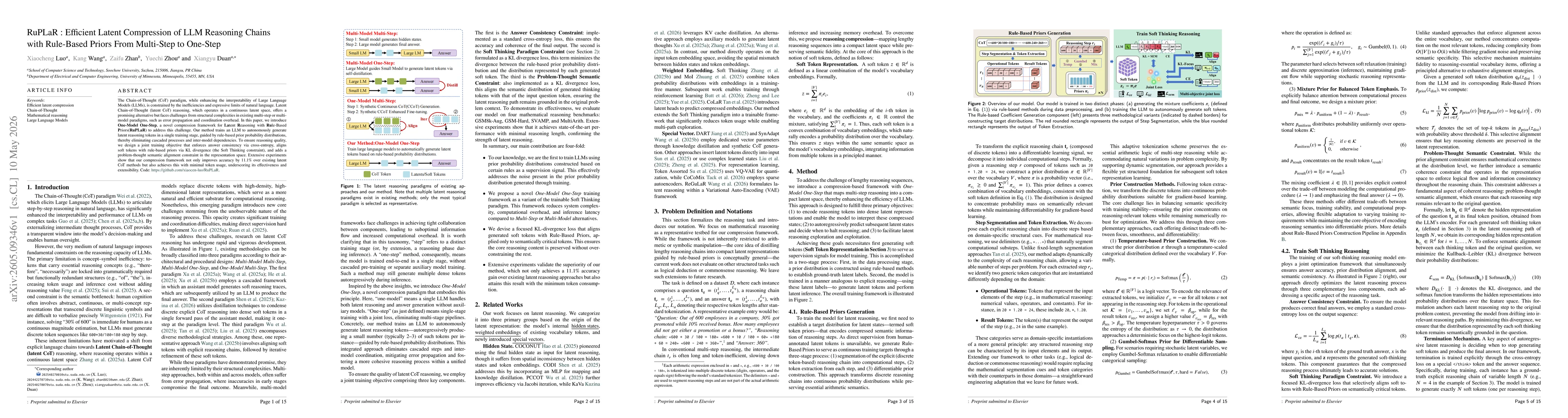 Thumbnail for RuPLaR : Efficient Latent Compression of LLM Reasoning Chains with Rule-Based Priors From Multi-Step to One-Step