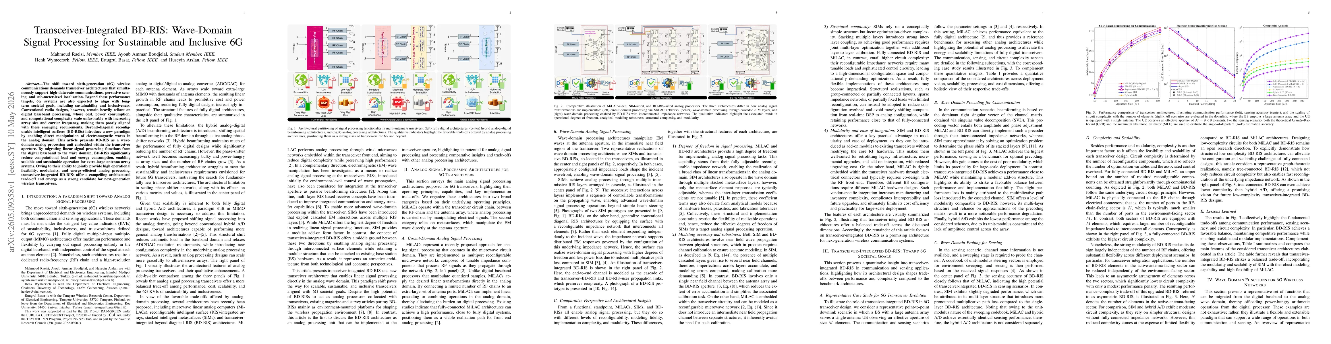 Thumbnail for Transceiver-Integrated BD-RIS: Wave-Domain Signal Processing for Sustainable and Inclusive 6G