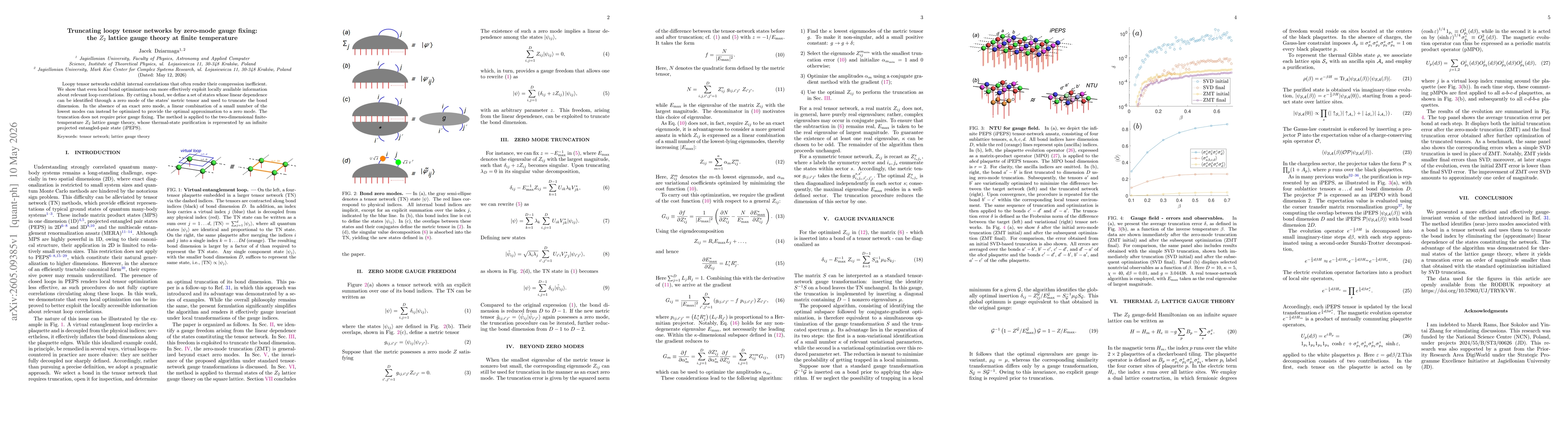 Thumbnail for Truncating loopy tensor networks by zero-mode gauge fixing: the $Z_2$ lattice gauge theory at finite temperature
