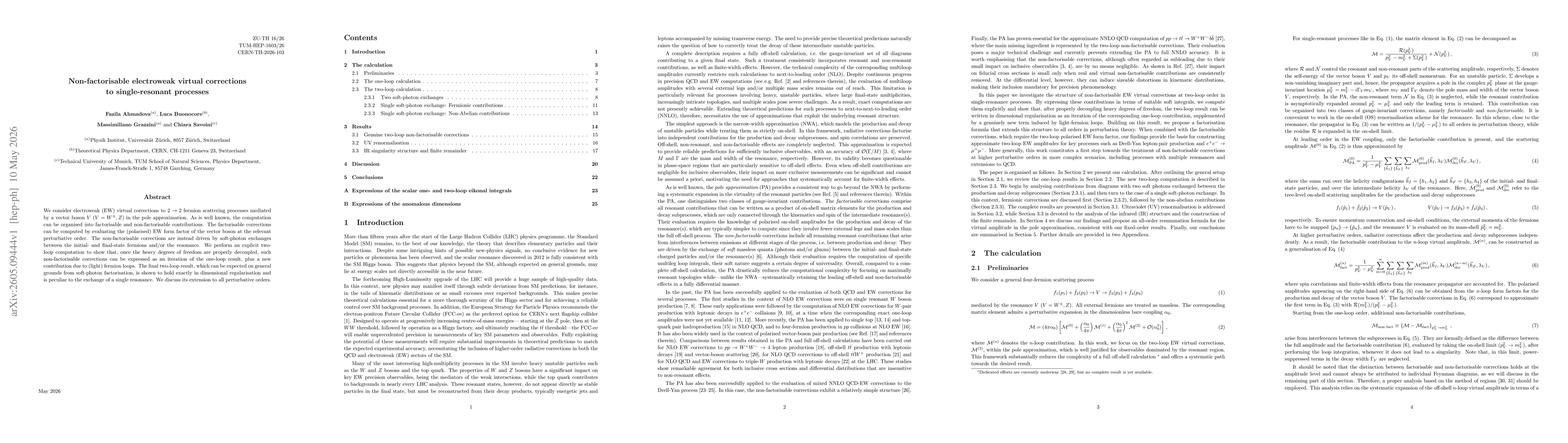 Thumbnail for Non-factorisable electroweak virtual corrections to single-resonant processes