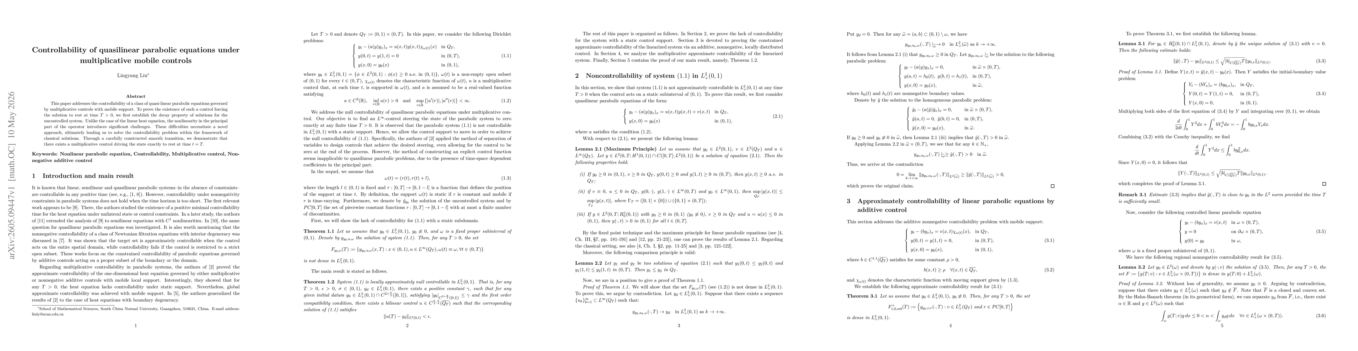 Thumbnail for Controllability of quasilinear parabolic equations under multiplicative mobile controls