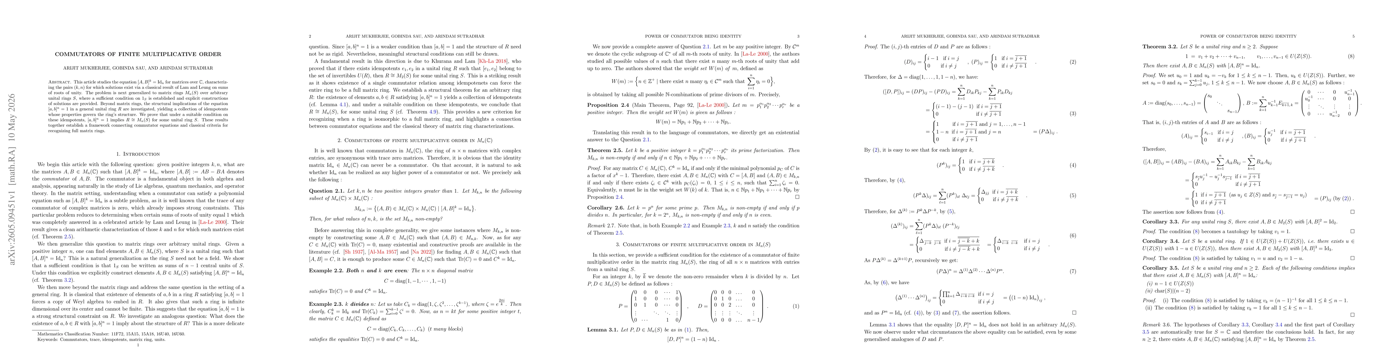 Thumbnail for Commutators of finite multiplicative order