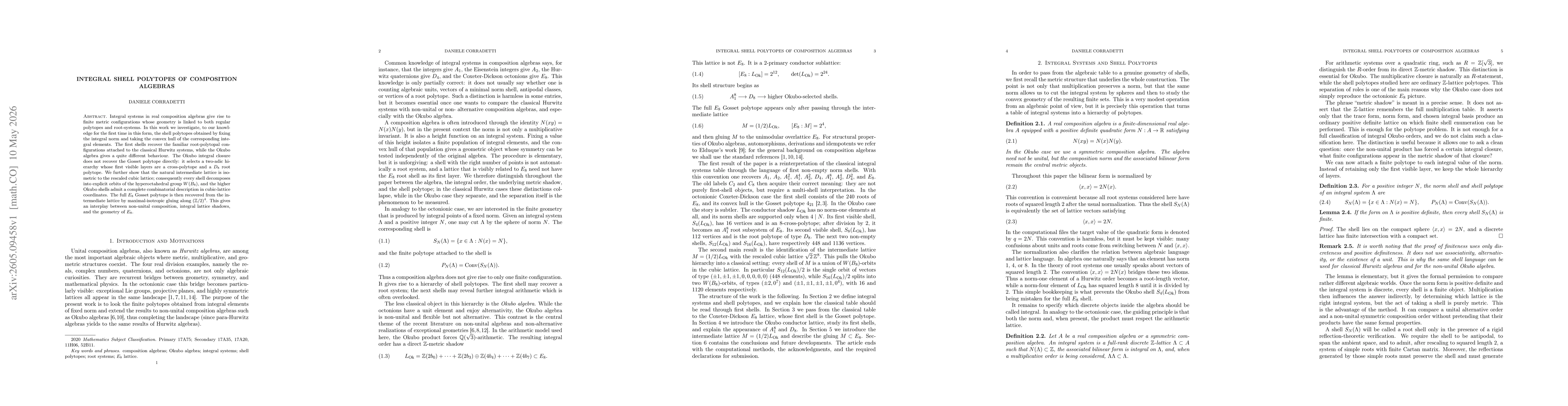 Thumbnail for Integral Shell Polytopes of Composition Algebras