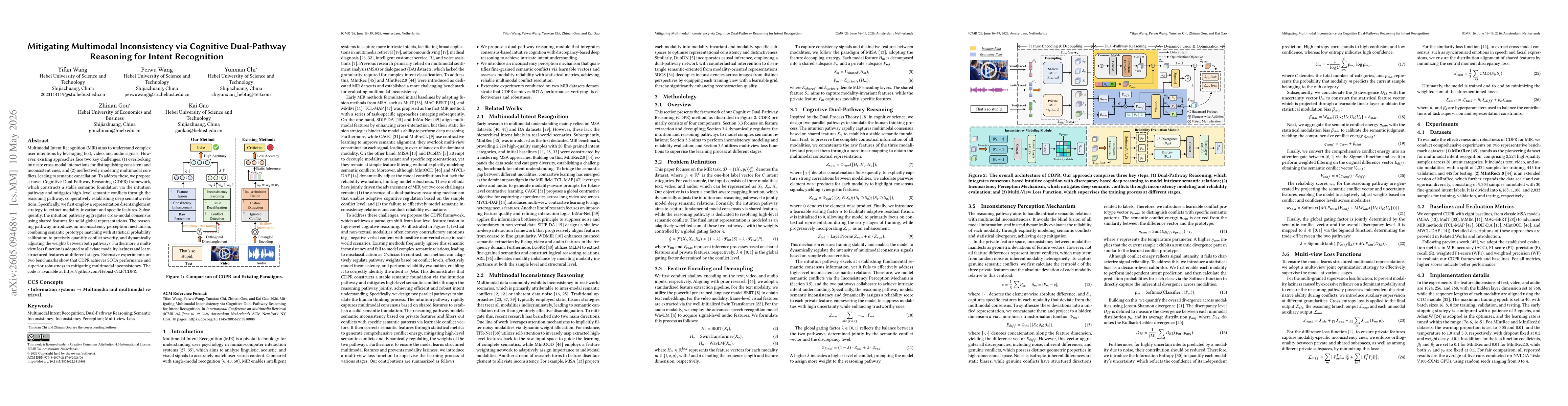 Thumbnail for Mitigating Multimodal Inconsistency via Cognitive Dual-Pathway Reasoning for Intent Recognition
