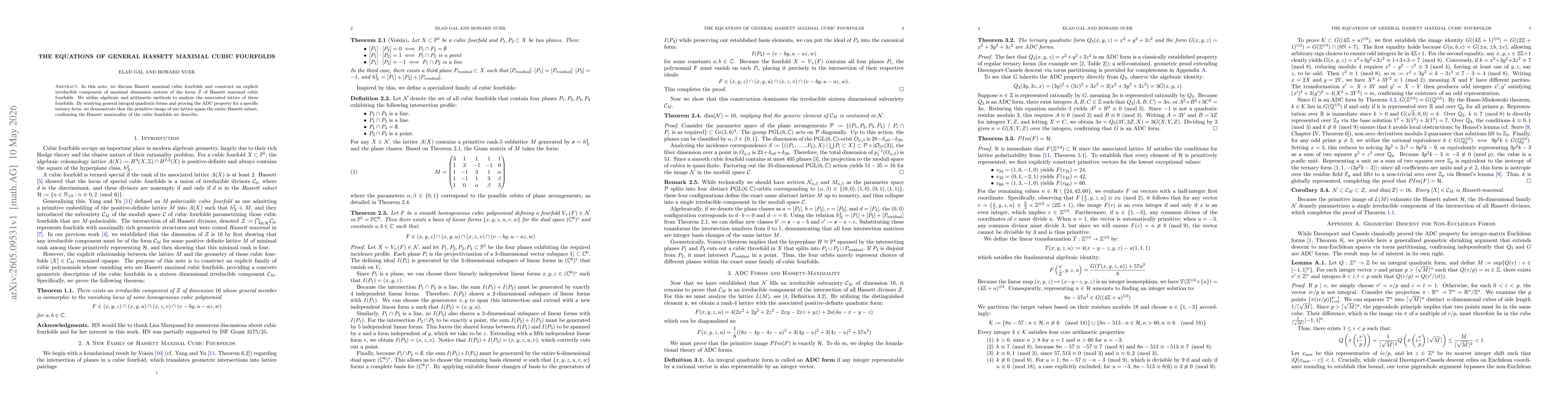 Thumbnail for The equations of general Hassett maximal cubic fourfolds
