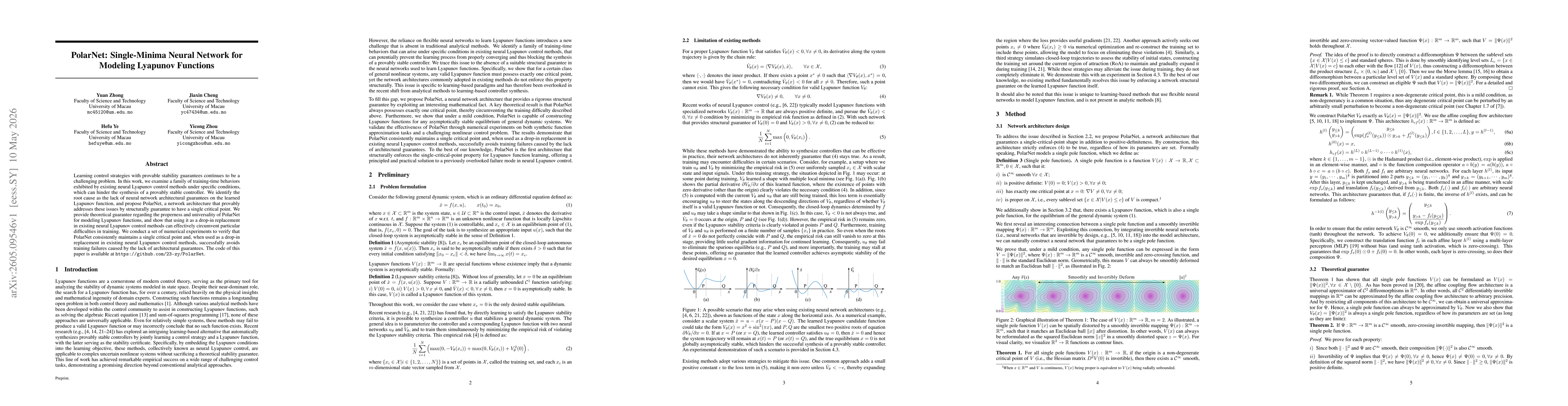 Thumbnail for PolarNet: Single-Minima Neural Network for Modeling Lyapunov Functions