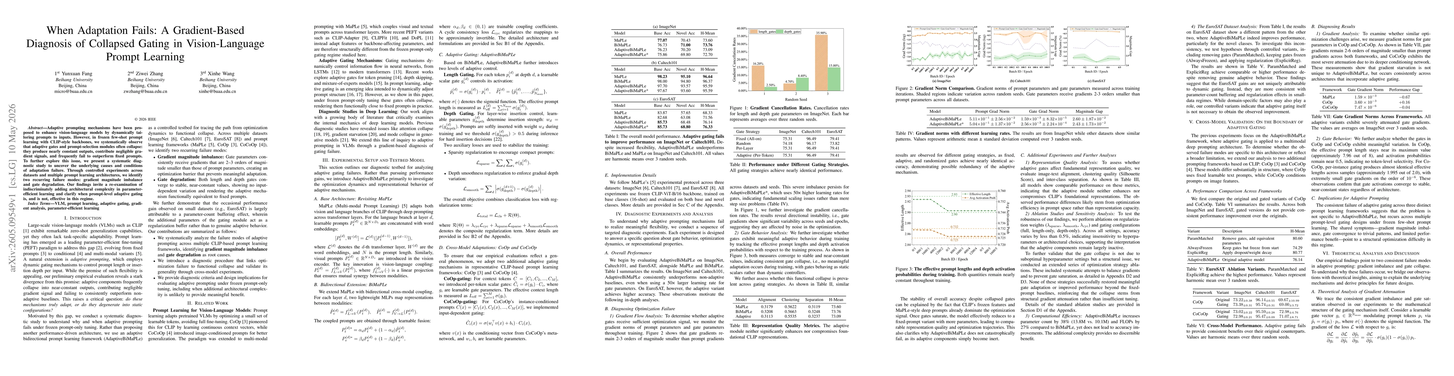 Thumbnail for When Adaptation Fails: A Gradient-Based Diagnosis of Collapsed Gating in Vision-Language Prompt Learning