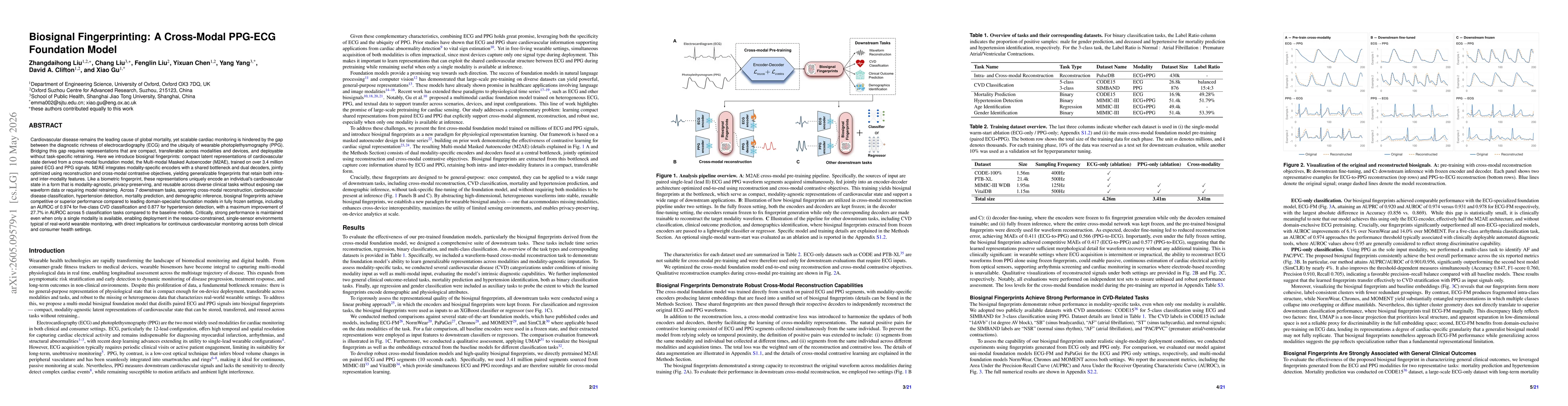Thumbnail for Biosignal Fingerprinting: A Cross-Modal PPG-ECG Foundation Model